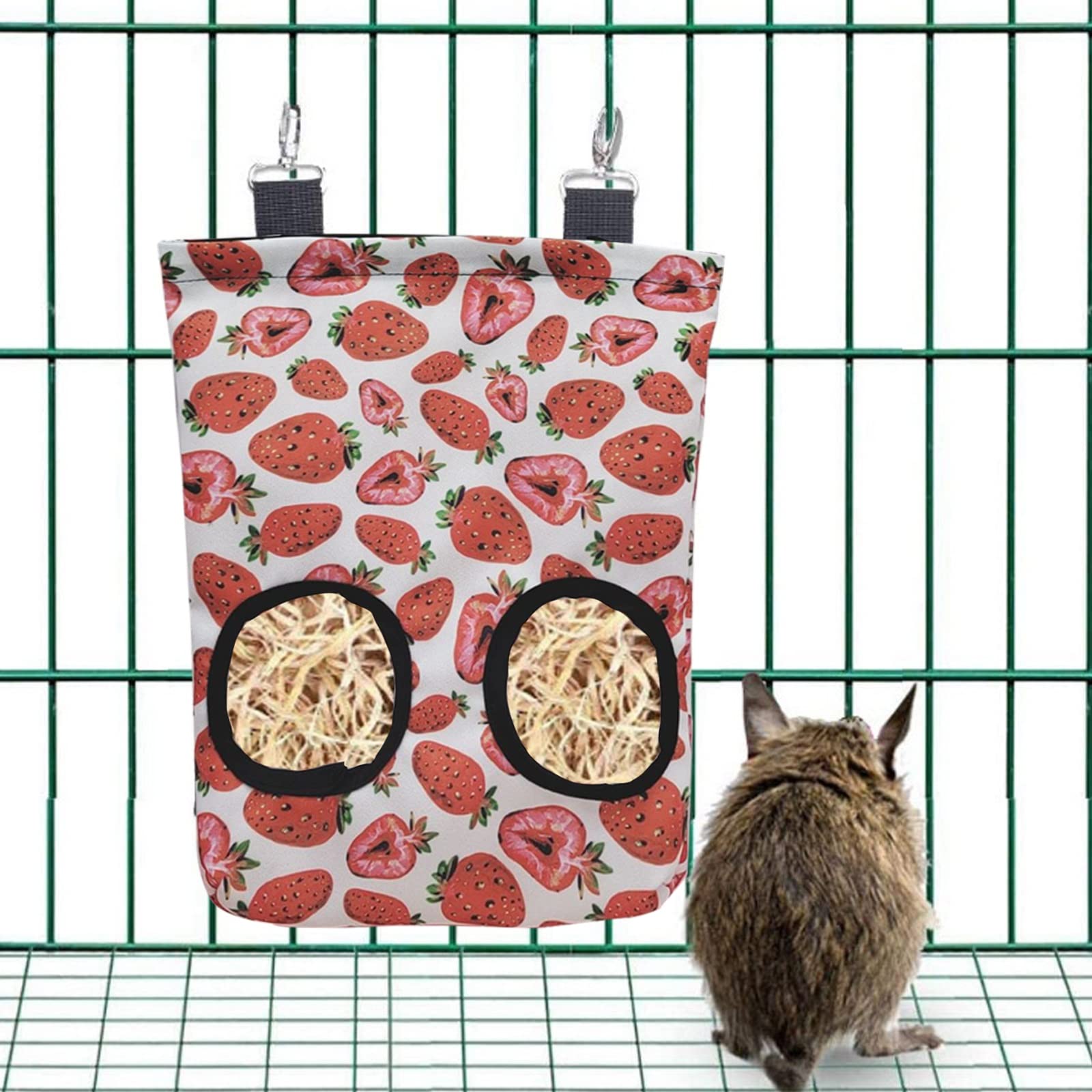 Lot De 2 Sacs à Foin Pour Lapin - Avec 2 Trous, Lavables, Suspendables - Pour Cochon D'Inde, Hamster, Chinchilla - 3