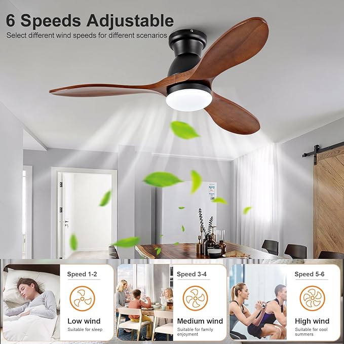 Ventilador de Techo 42 Pulgadas con Luz y Control Remoto, 6 miniatura 6