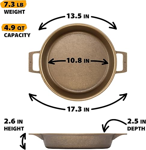 Miniatura 9 de Stargazer - Sartén de hierro fundido de 10.5 pulgadas, fabricada en Estados Unidos, acabado antiadherente sazonado y suave, distribución uniforme