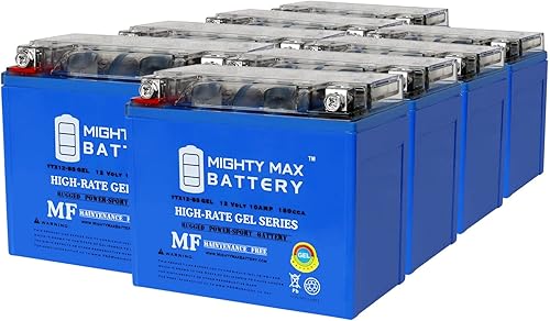 Mighty Max Battery YTX12-BSGEL - Batería de repuesto de gel de 12 V 10 Ah compatible con ExpertPower YTX12-BS - Paquete de 8