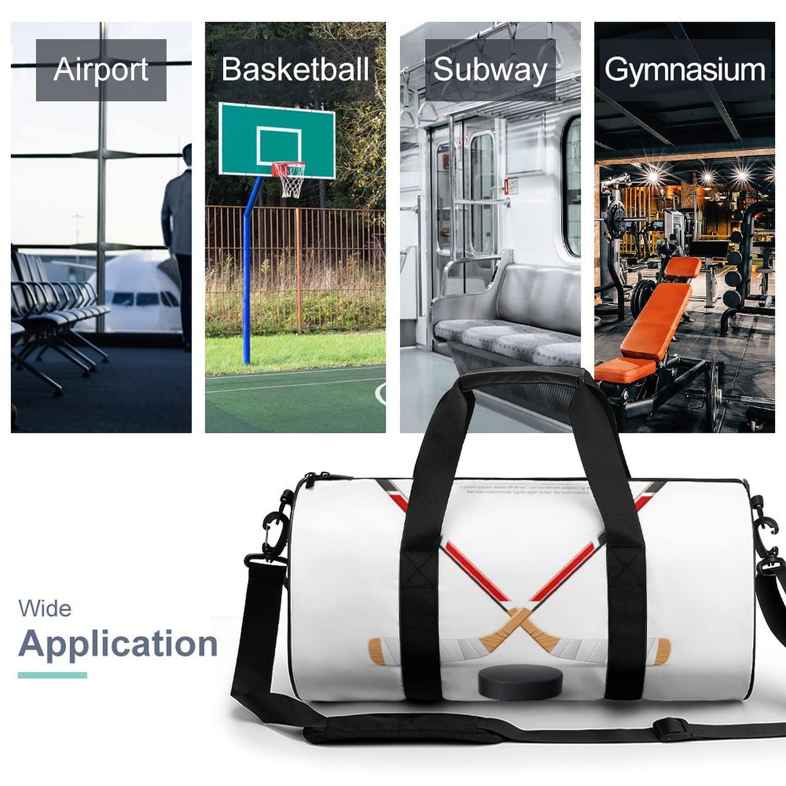 Hockey sur Glace Sac De Sport Gym Sac De Voyage Sac Week-End Duffel Bag pour Camping Randonnée Voyage 45x23x23cm