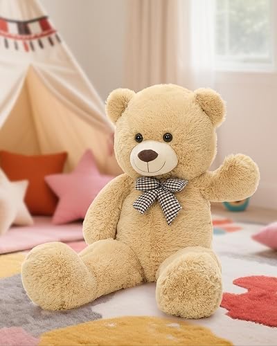 Miniatura 166 de MaoGoLan Oso de peluche color rosado gigante de 55 pulgadas, animales rellenos grandes y de tamaño real para novia Rosa,Azul,Marrón,Crema,Marrón