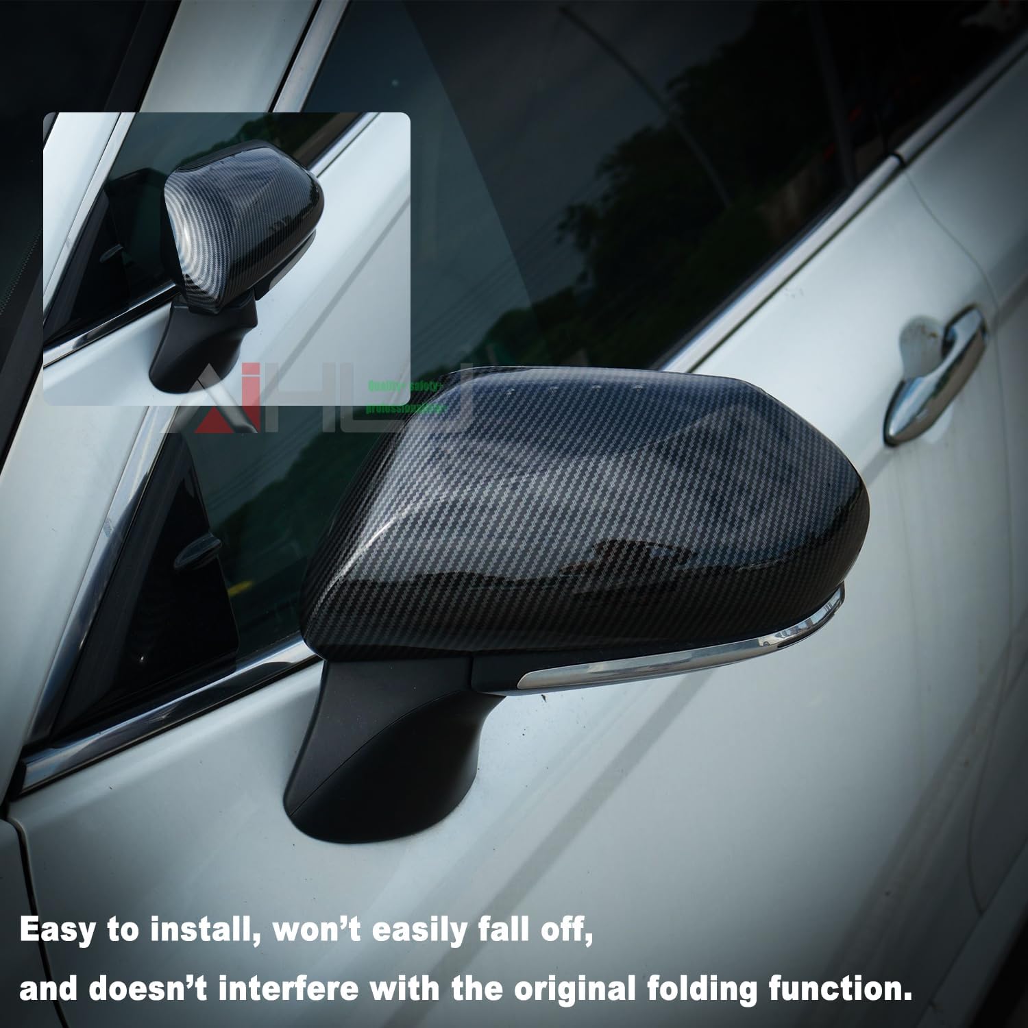 AJHLJ® 2Pcs Carbon Fiber Pattern Rearview Mirror Cover Trim, Fit Toyota Camry 2018-2025, Car Side Mirror Modification Decoration, Scratch-Resistant (Carbon fiber black)