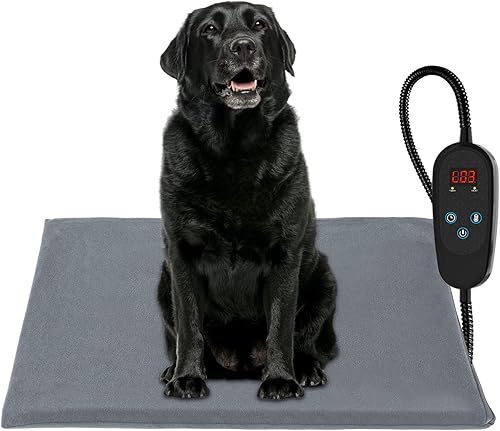 PETDOTT Almohadilla térmica para mascotas al aire libre interior para gatos con ajuste de temperatura y tiempo, almohadilla de calentamiento para