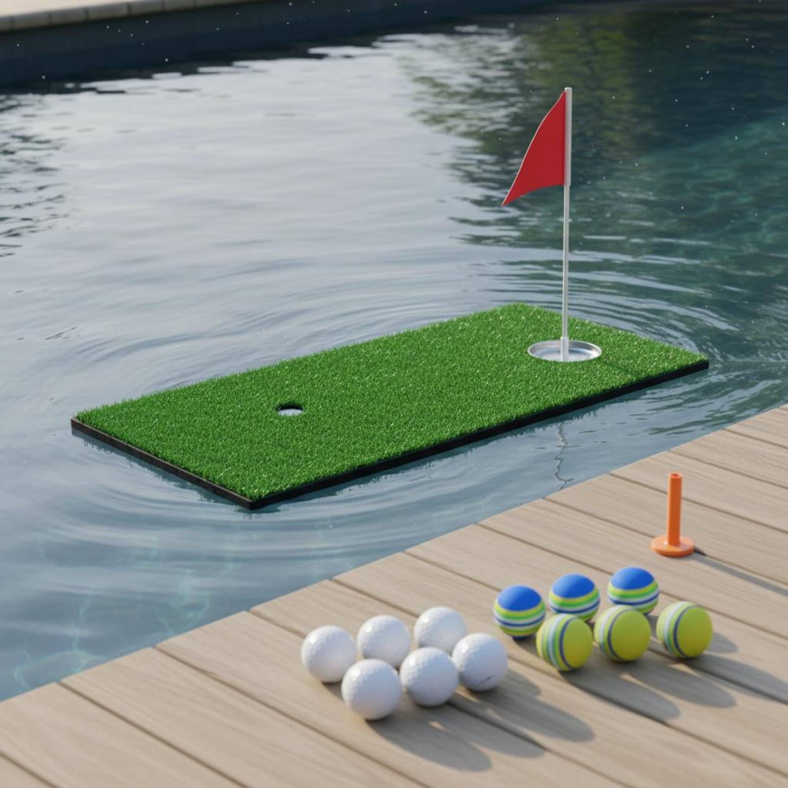 Tappeto da Putting Golf Mini Galleggiante Portatile Green Galleggiante Salvaspazio Attrezzatura Sportiva per Piscina
