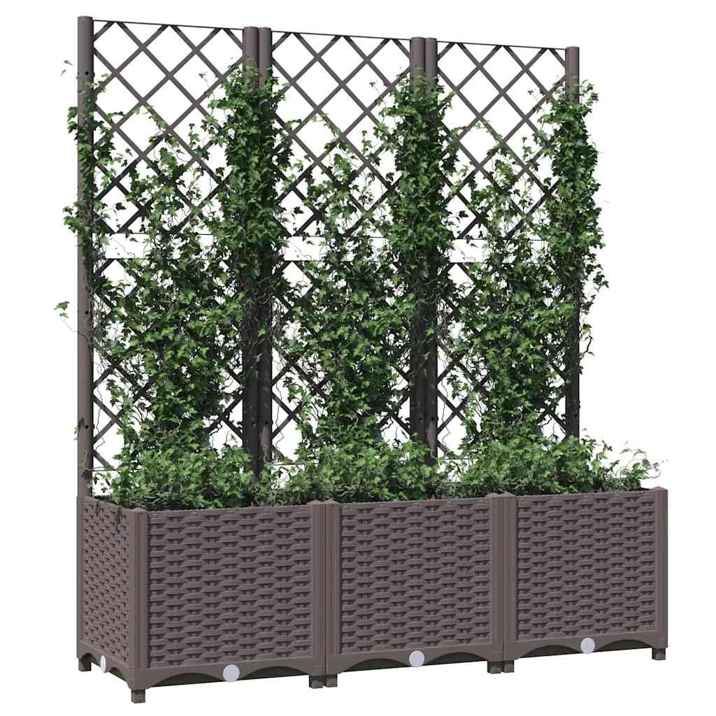 Refined Garten-Pflanzgefäß mit Spalier Braun 120 x 40 x 136 cm PP Blumenkübel Pflanzkasten Blumentopf Blumenkasten Rankhilfe Spalier Gartenspalier
