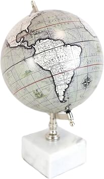 Ebros Gift Contemporary Modern Design World Atlas Map Globe with Tilt Axis Decorative Desktop Standing Figurine 13 High Home Or Office Study Desk Shelf Accent