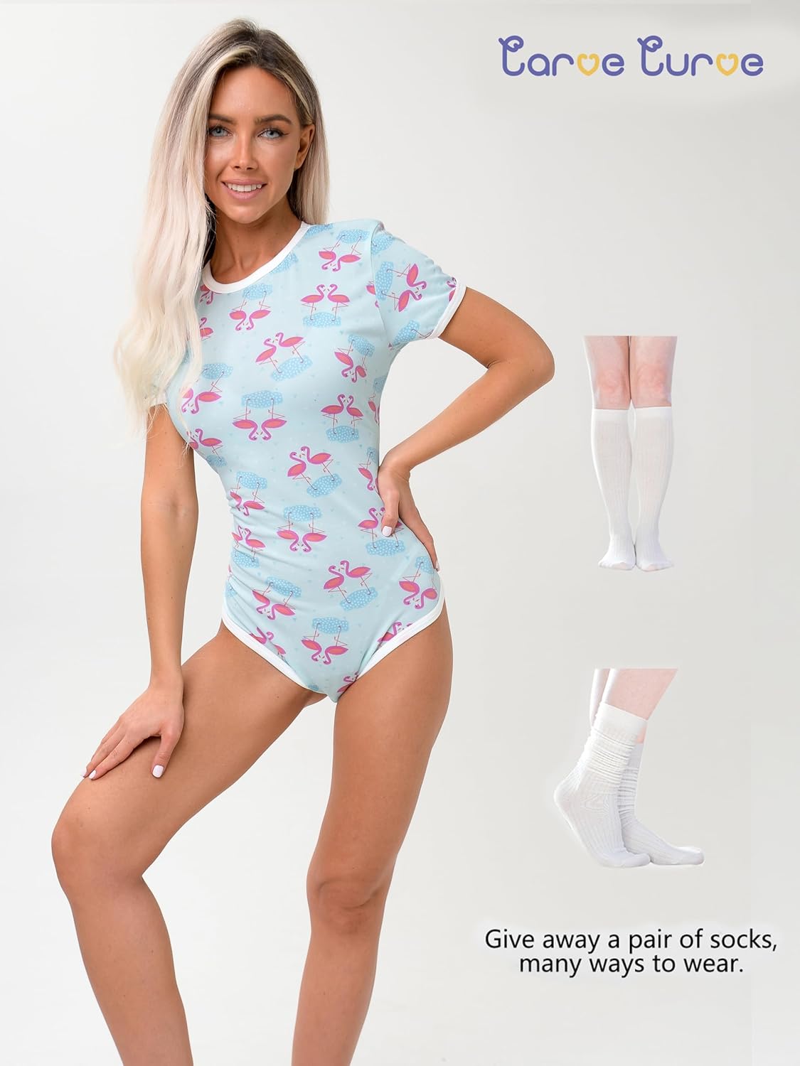 Adult Onesie Snap Crotch Cute Pajama Set Short Sleeve Bodysuit Plus Size Onesie Romper Womens Pajamas S-XL - Image 5