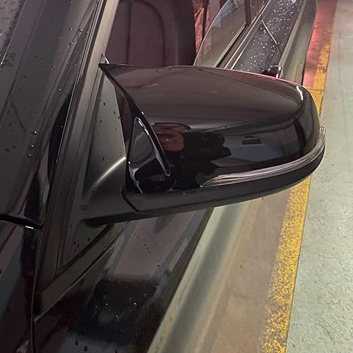 Miniatura 2 de Akozon Cubierta para espejo retrovisor, par de cubiertas de espejo retrovisor lateral izquierdo derecho negro brillante ABS espejo de puerta de