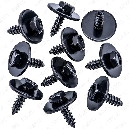 Rexka 10 tornillos de cabeza hexagonal M4.8-0.063 x 0.630 in para BMW Wheel Arch Trim Underfloor Coating Rear Trim Cover Underhood Shield Rexka 10 tornillos de cabeza hexagonal M4.8-0.063 x 0.630 in para BMW Wheel Arch Trim Underfloor Coating Rear Trim Cover Underhood Shield