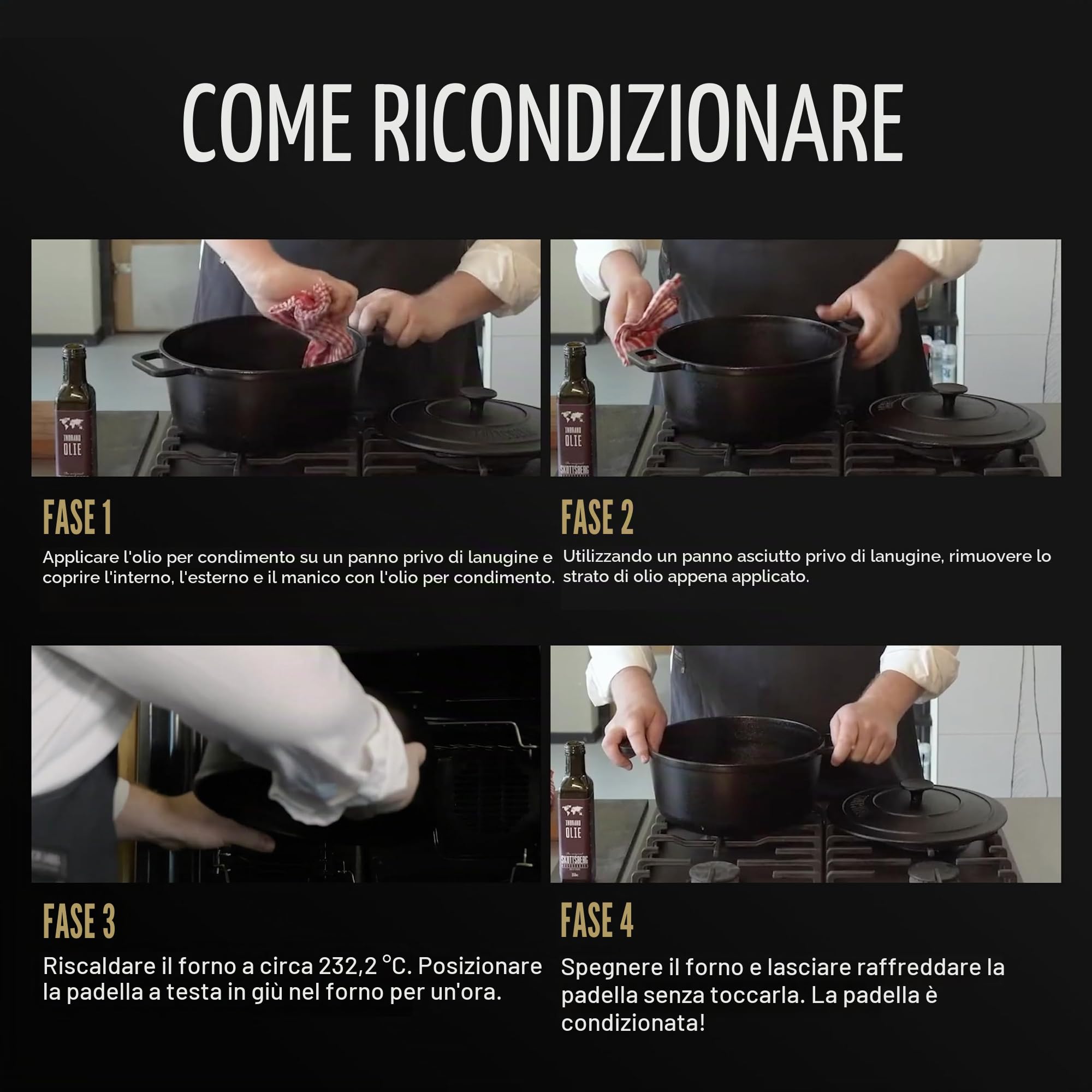 Skottsberg Casseruola in ghisa, diametro 28 cm, pre-cotta, effetto antiaderente, adatta a tutti i piani cottura