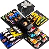DIY Explosion Gift Box, 5 Layer Snack Surprise Gift Box Explosion with Tape and Ribbon, Scrapbooking Gift Boxes, Photo Album, Photo Gifts, for Anniversary Festival Record Memories (Black)
