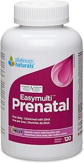 Platinum Naturals - Prenatal Easymulti Enriched with DHA, 120 Softgels - Women's Multivitamin Prenatal with DHA and Folic Acid - Prenatal Vitamin for Women with Iron - Prenatal Multivitamin for Women