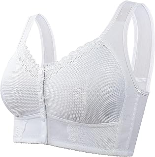 Daisy Bras for Older Women Front Closure No Underwire Breathable Full Coverage Powerful Push Up Bra for Seniors