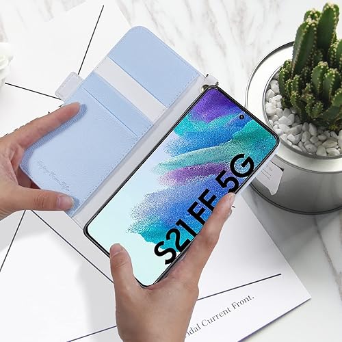 Miniatura 7 de Funda para Galaxy S21 FE 5G de 6.4 pulgadas, funda tipo cartera de piel sintética, funda tipo cartera con tapa para libro a prueba de golpes, TPU de