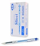 Pentel Arts Slicci 0.25 mm Extra Fine Gel Pen, Blue Ink, Box of 12 (BG202-C) – view 1