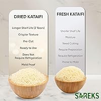 Vista 5 de Kataifi Masa de fillo rallada 500 g (17.6 oz) - Seca picada, sin sal, a base de plantas Para barra de chocolate con pistacho Dubai, Kunafa