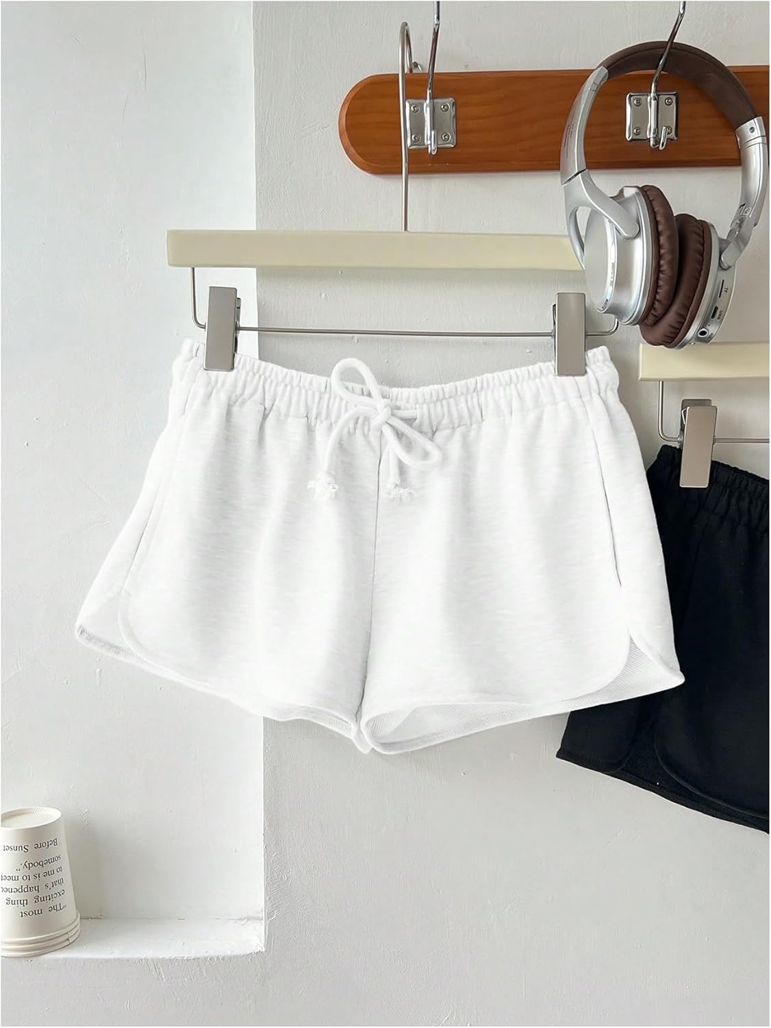 Women's 2 Packs Drawstring Waist Sweat Shorts Low Rise Workout Track Shorts Casual Lounge - Image 4