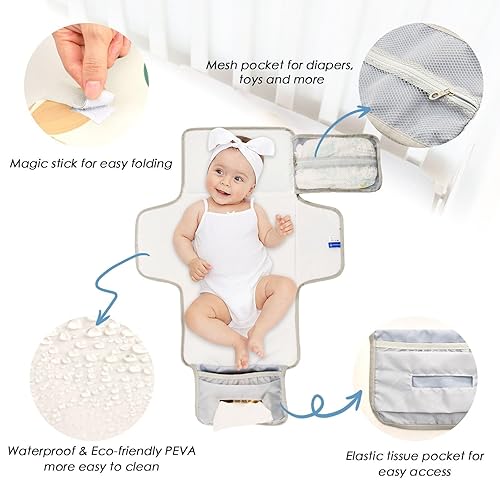Miniatura 3 de Simple Portable Changing Pad with Built-in Pillow, Waterproof Foldable Baby Diaper Changing Pads, Diaper Mat for Boys and Girls