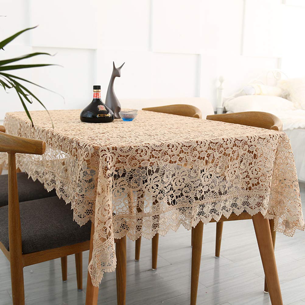 Nappe rectangulaire florale lavable en macramé rétro 130x180cm