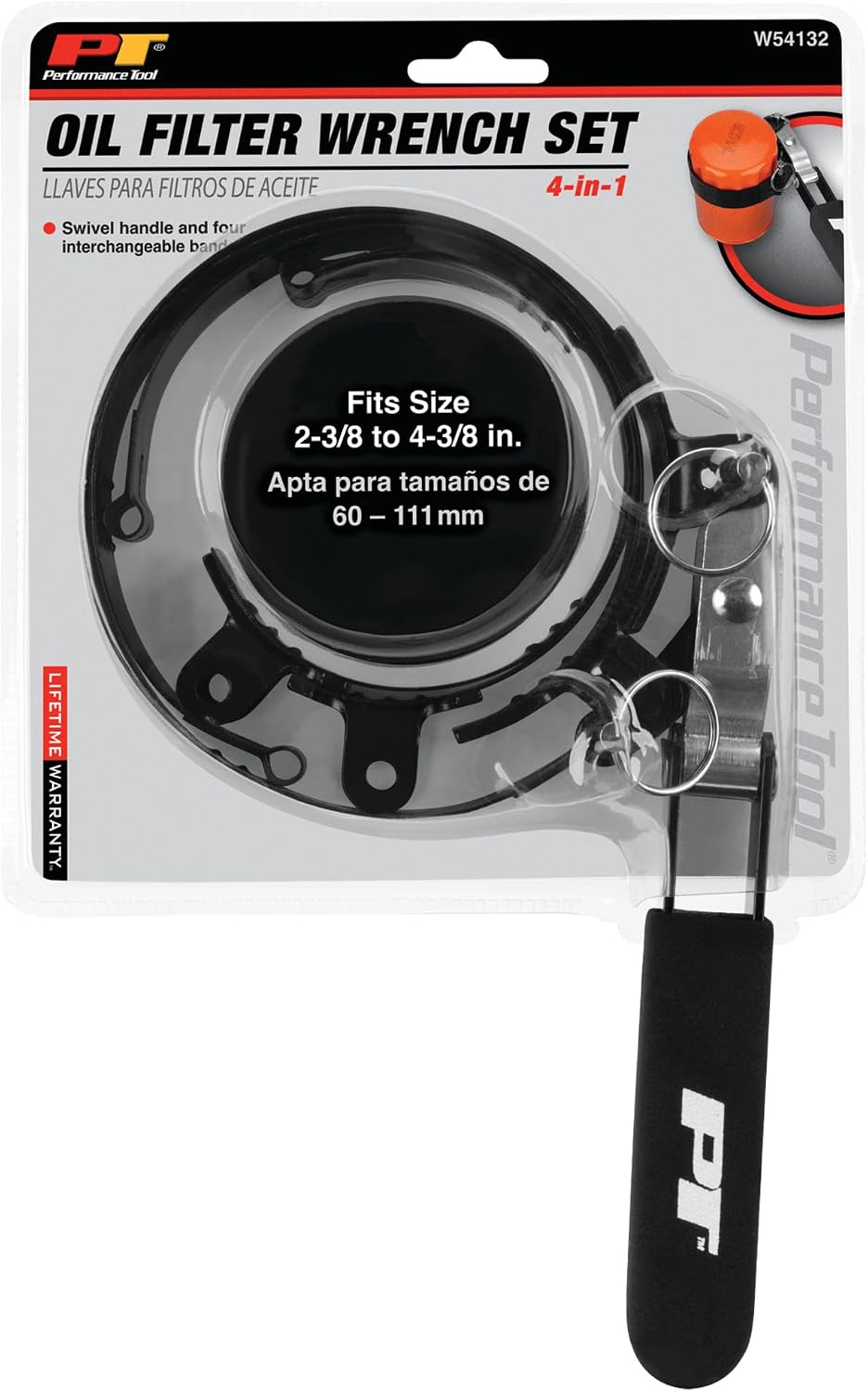 Performance Tool W54132 4-in-1 Automotive Oil Filter Wrench