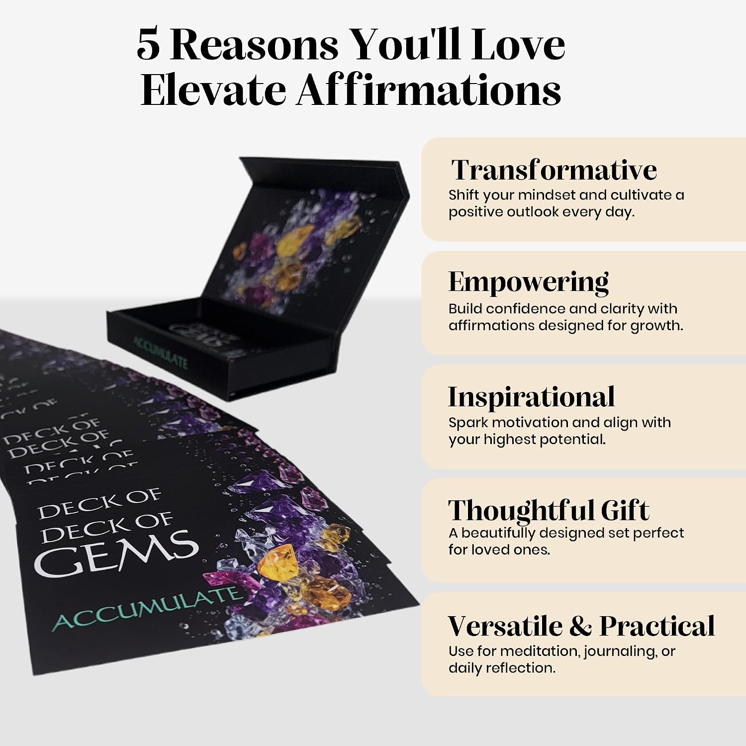Deck of Gems Affirmation Cards – Accumulate – 36 Daily Affirmation Cards for Empowerment, Wealth Mindset, and Motivation | Manifestation and Self-Care Tool for Women & Men by Ashley Joi