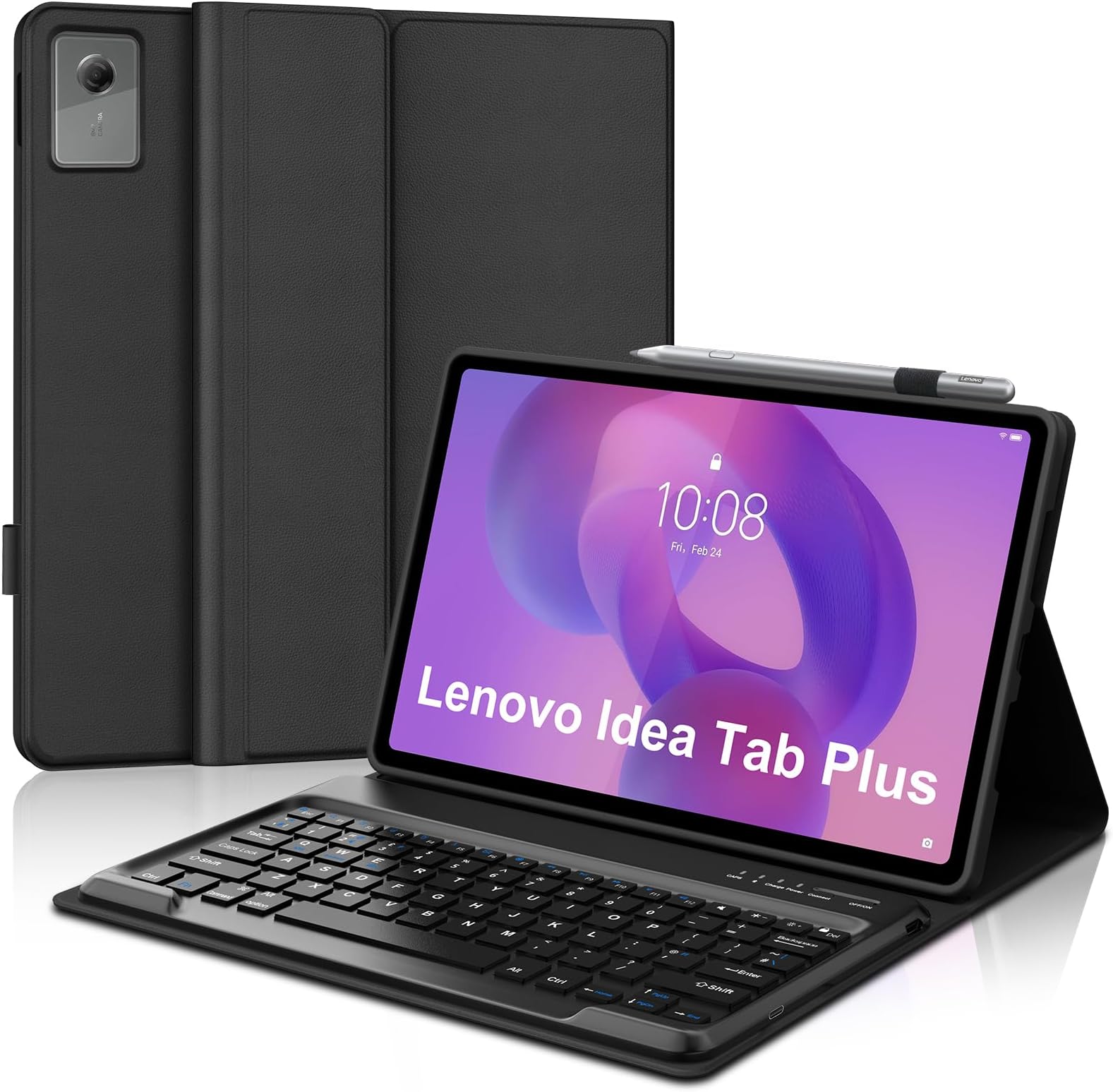 Keyboard Case for Lenovo Idea Tab Plus 12.1 Inch, UK Layout Magnetically Detachable Wireless Bluetooth Keyboard with Slim Protective Cover for Lenovo Idea Tab Plus 12.1" 2025 Tablet, Black