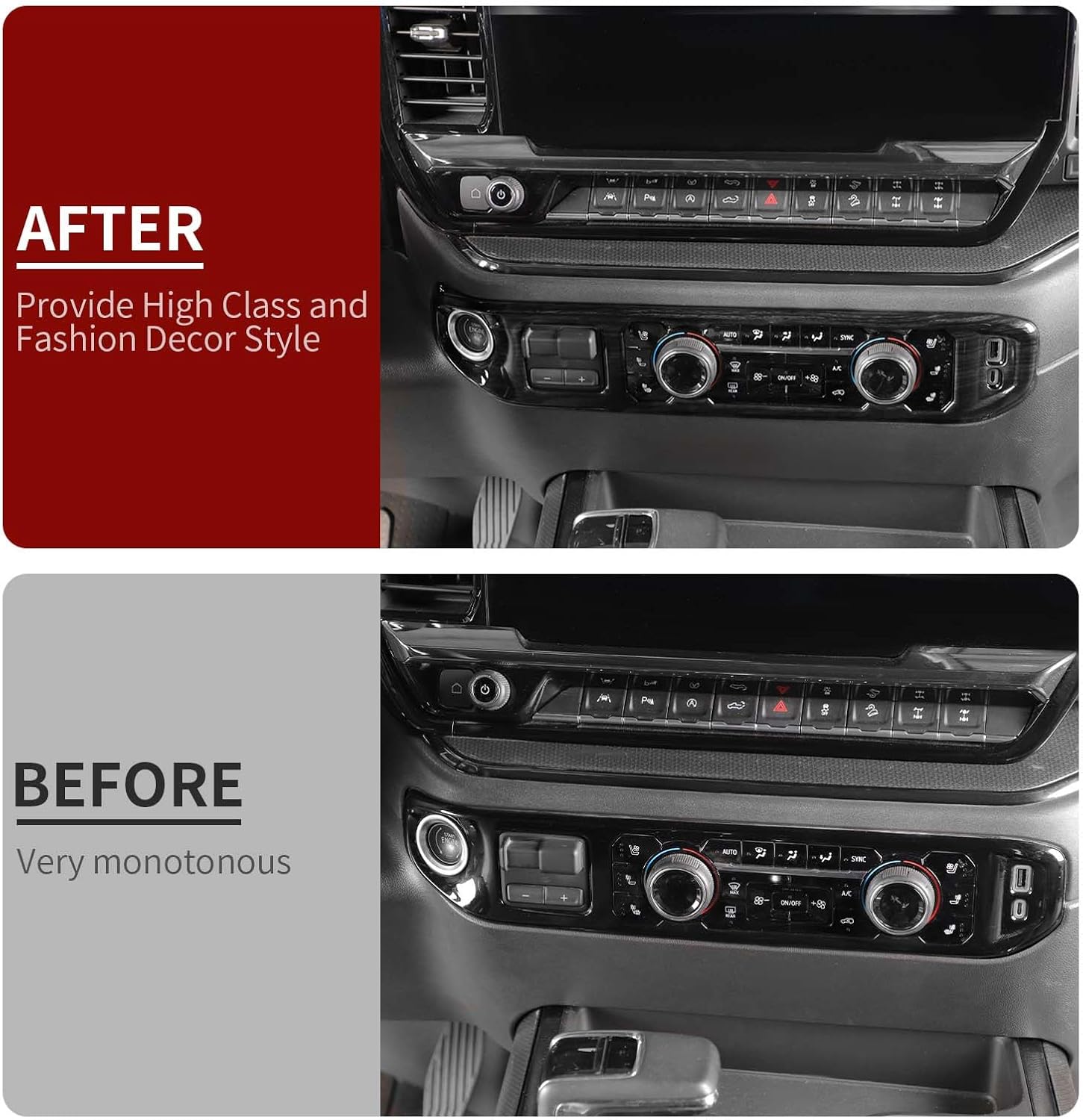 Linskip Engine Start/Stop & Trailer Brake Control Panel Trim Compatible with Chevrolet Silverado 2022+, Climate Control Cover, Interior Accessories(Dark Wood Grain)