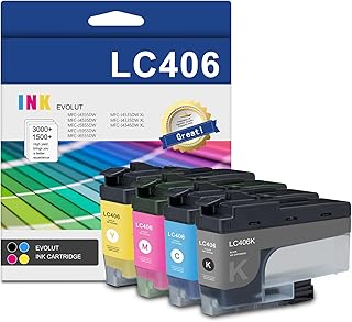 4Pack LC406 High-yield Black, Cyan, Magenta, Yellow Ink Cartridges - Eout Compatible LC406 Ink Cartridge Replacement for Brother LC406 Ink MFC-J4335DW MFC-J4345DW XL MFC-J4535DW MFC-J4535DW XL Printer