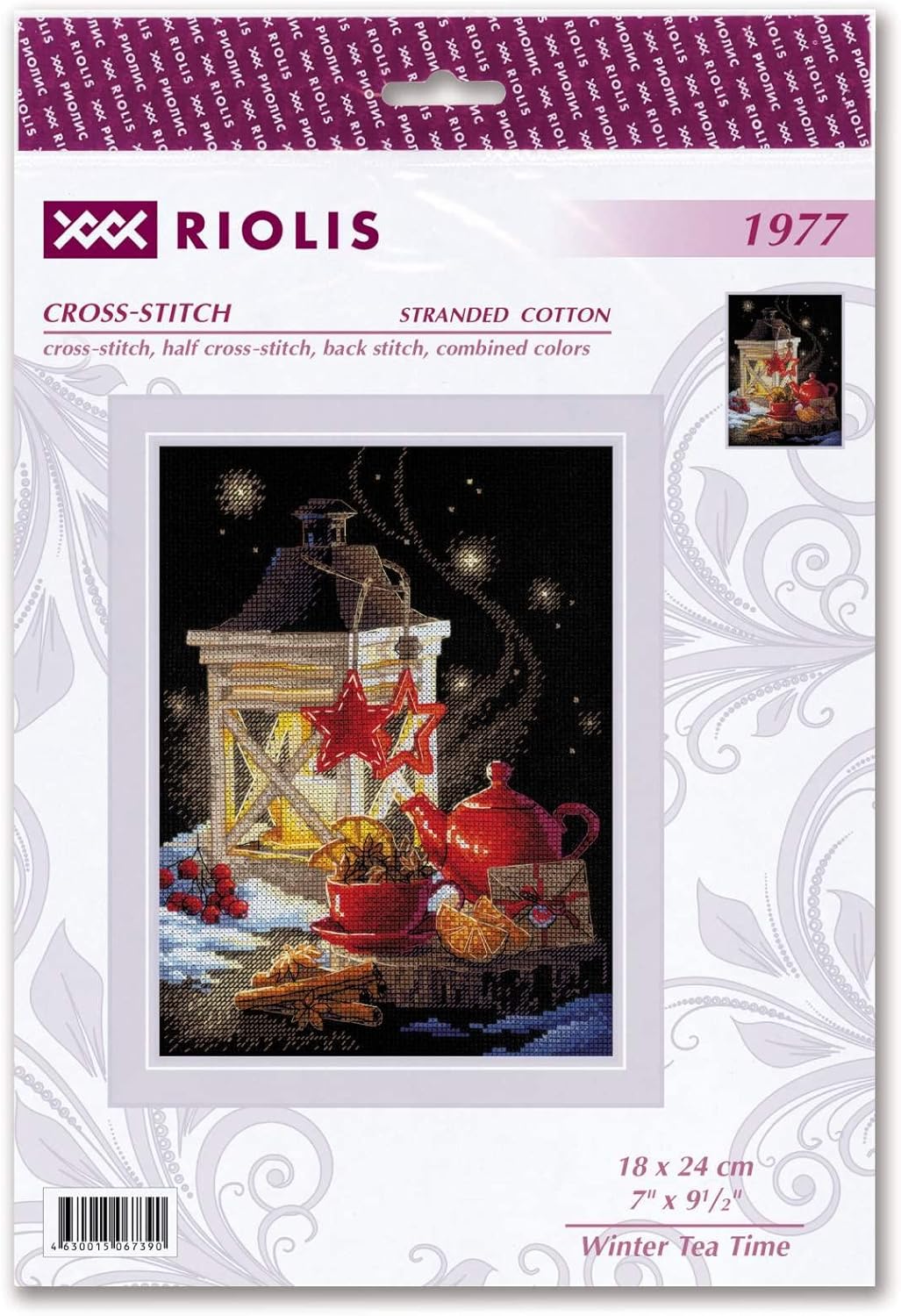RIOLIS - Winter Tea Time 1977, Christmas Cross Stitch, Cross Stitch Kits for Beginners & Advanced, Cross Stitch Kits for Adults, Counted Stitching Kits, Embroidery Kit Christmas