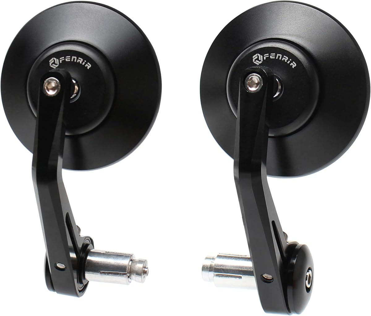 CNC Aleación de aluminio Redondo Cafe Racer Retro Negro Motocicleta Espejos de extremo de barra Lateral 22MM 7/8"pulgadas Espejo de manillar Vista trasera universal para M8/M6 Sport Naked Street Bike Cruiser Minimoto Scooter