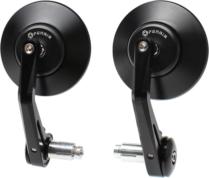 CNC Aleación de aluminio Redondo Cafe Racer Retro Negro Motocicleta Espejos de extremo de barra Lateral 22MM 7/8"pulgadas Espejo de manillar Vista trasera universal para M8/M6 Sport Naked Street Bike Cruiser Minimoto Scooter
