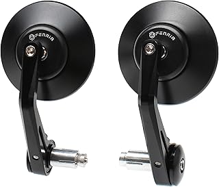 FENRIR CNC Aluminum Alloy Round Cafe Racer Retro Black Motorcycle Bar End Mirrors Side 22MM 7/8" Inch Handlebar Mirror Uni...