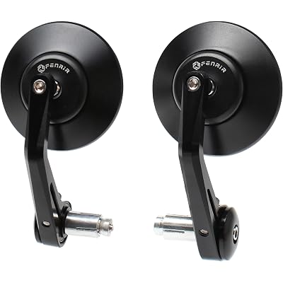 FENRIR CNC Aluminum Alloy Round Cafe Racer Retro Black Motorcycle Bar End Mirrors Side 22MM 7/8" Inch Handlebar Mirror Universal Rear View For M8/M6 Sport Naked Street Bike Cruiser Minimoto Scooter