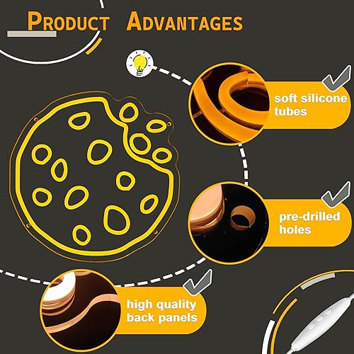 Miniatura 4 de Letrero de neón de galletas doradas, regulable, LED, brillante, para decoración de pared, letrero de luz nocturna para panadería, postre,