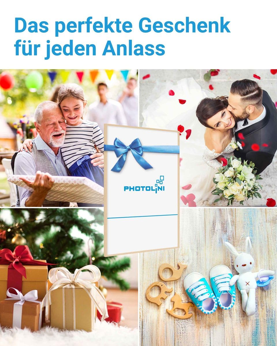 PHOTOLINI Bilderrahmen 50x70 Holz MDF Natur 3er Set, 50x70 cm Bilderrahmen groß, Rahmen 70x50 Puzzle, bruchsicheres Acrylglas, picture frame zum Aufhängen, Fotorahmen für Fotos, Puzzle & Poster