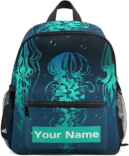 AUUXVA Mochila infantil personalizada para niñas y niños, mochilas casuales para niños, mochila escolar personalizada con nombre para niños, medusa
