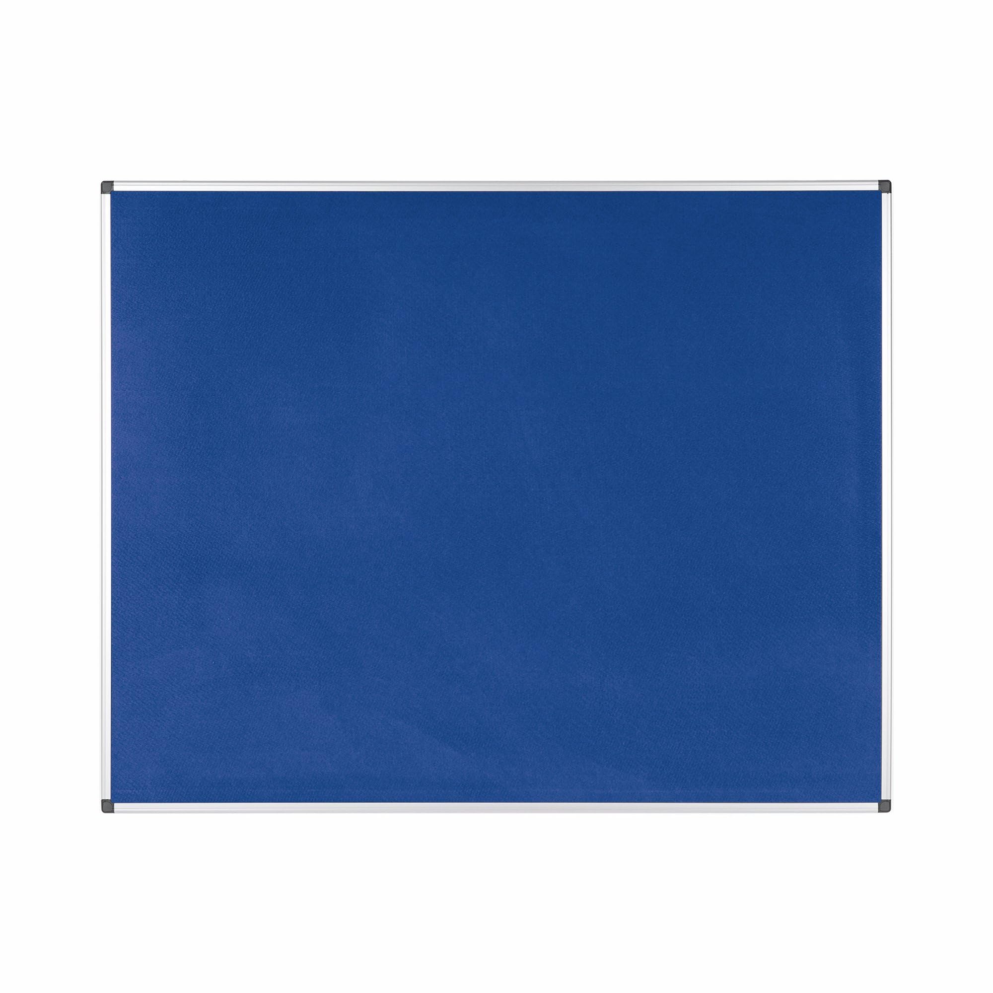 Bi-Office Maya Felt Notice Board, Blue Felt Surface, Aluminium Frame, 1500 x 1200 mm