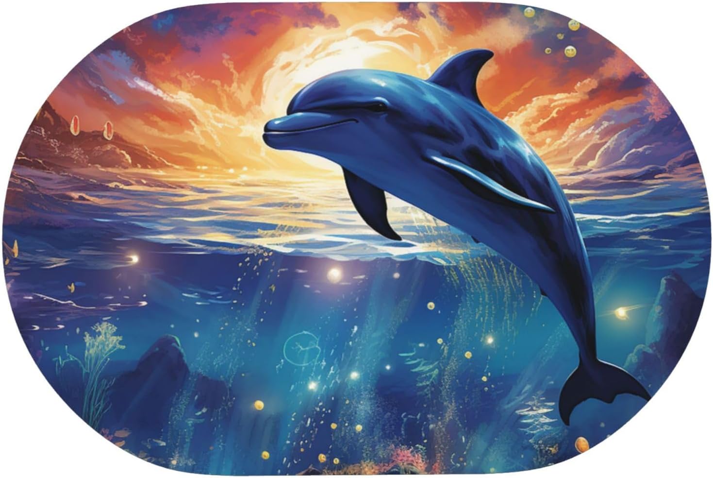 Stone Bath Mats Colorful Starry Sky Ocean Dolphin Diatomaceous Earth Bath Mat Super Absorbent Bathroom Floor Mat Quick Drying Diatomite Shower Mat for Shower Bathtub Bathroom Accessory 16x24in