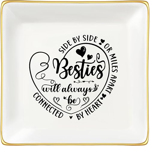 JoycuFF Bandeja decorativa de cerámica para mejores amigos, mejor amiga, regalo único para hermana del alma, mejor amiga, idea de regalo de