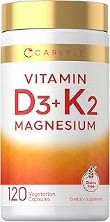 Carlyle Vitamin D3 K2 | 5000 IU D3 & 100 mcg Vitamin K2 (MK7) | 120 Capsules | with Magnesium and Zinc | Vegetarian, Non-GMO, Gluten Free Supplement