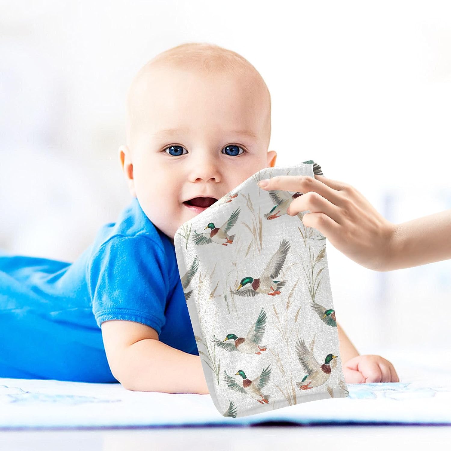 Mallard Ducks Baby Washcloths Newborn Muslin Burp Cloths 3 Pack Soft Cotton Baby Face Bath Towel Drool Bibs for Infants, Girls and Boys 11.8 x 11.8 Inch