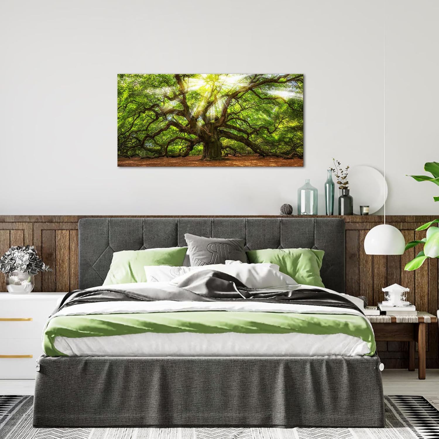 Conipit Landscape Canvas Wall Art Angel Oak Tree Picture Prints South Carolina Tree Art Print Framed and Stretched Nature Canvas (W-48xH-24) - Image 6