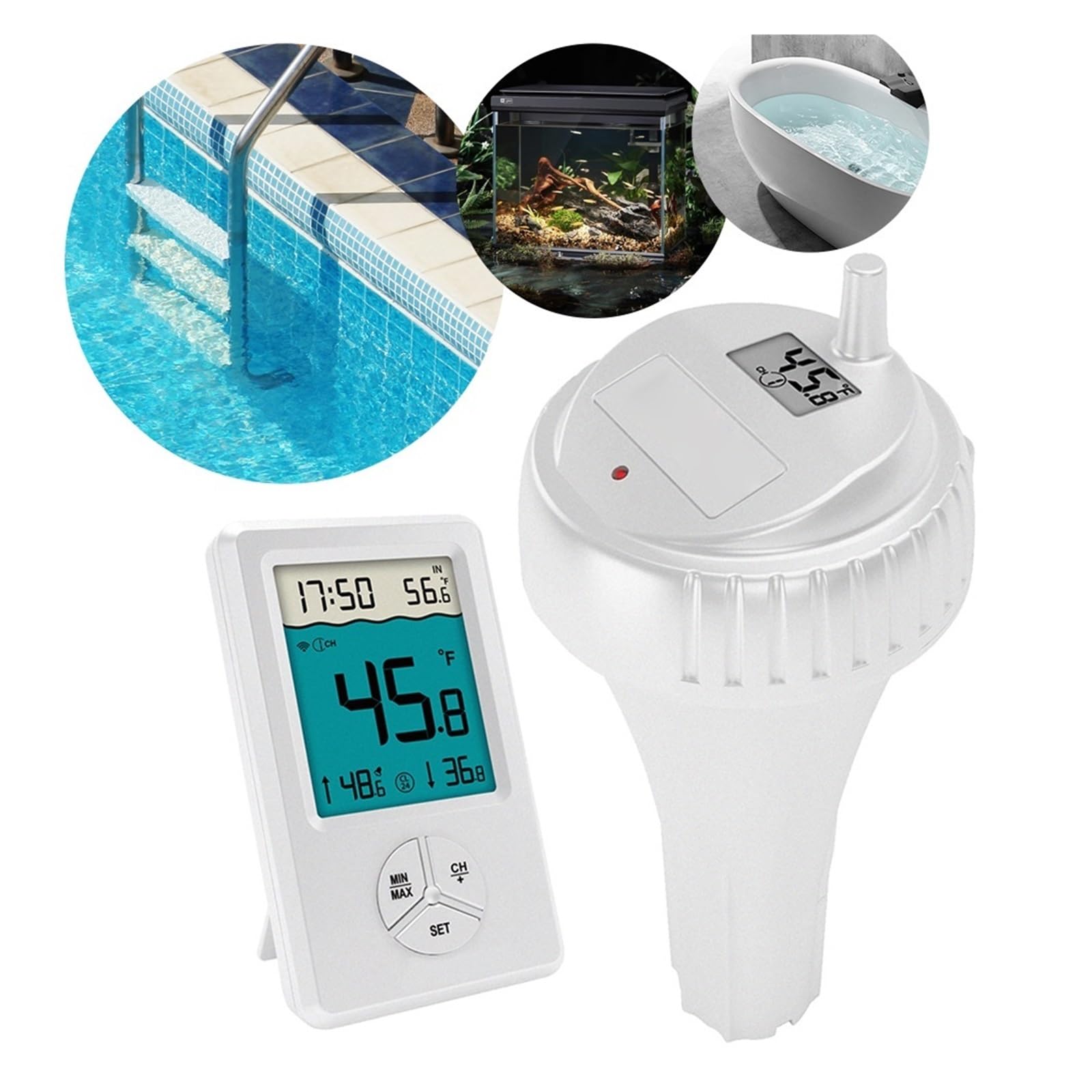 TermóMetro De Piscina Termómetro Digital Inalámbrico For Piscina, Resistente Al Agua IPX8, Fácil De Leer, For Piscinas, Jacuzzis, Estanques Pequeños Y Acuarios. FáCil De Usar