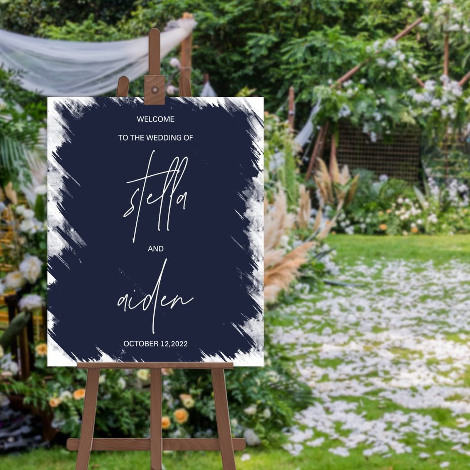 Evita dudas en la entrada con este letrero personalizado de bienvenida a la boda 18 x 24
