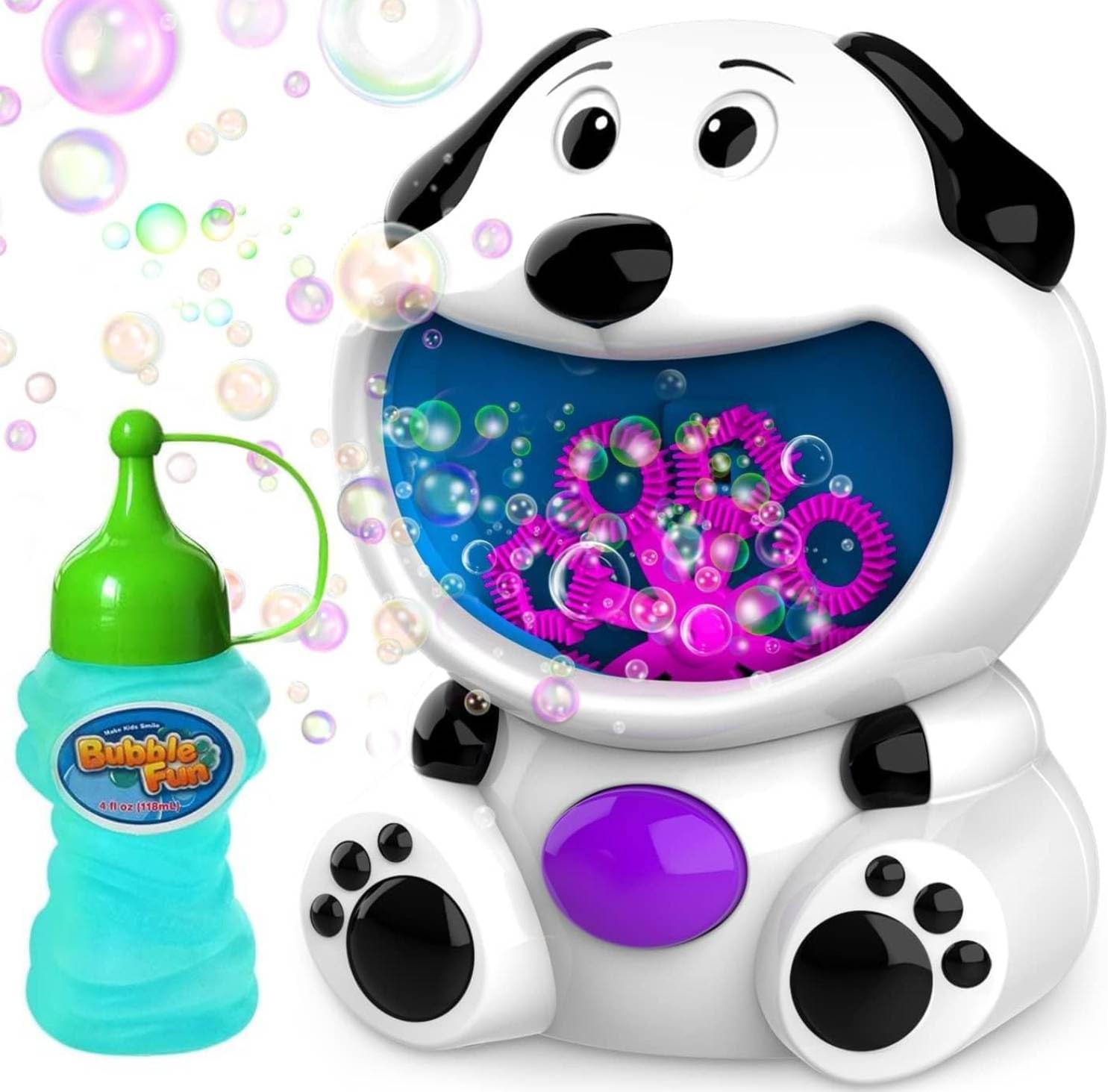 Kid Odyssey Bubble Machine, Dog Bubble Blower with 4 fl oz Bubble Solution Refill, Non-Toxic Bubbles for Kids, Automatic Bubble Machine for Parties, Bubble Toys for Indoor Outdoor