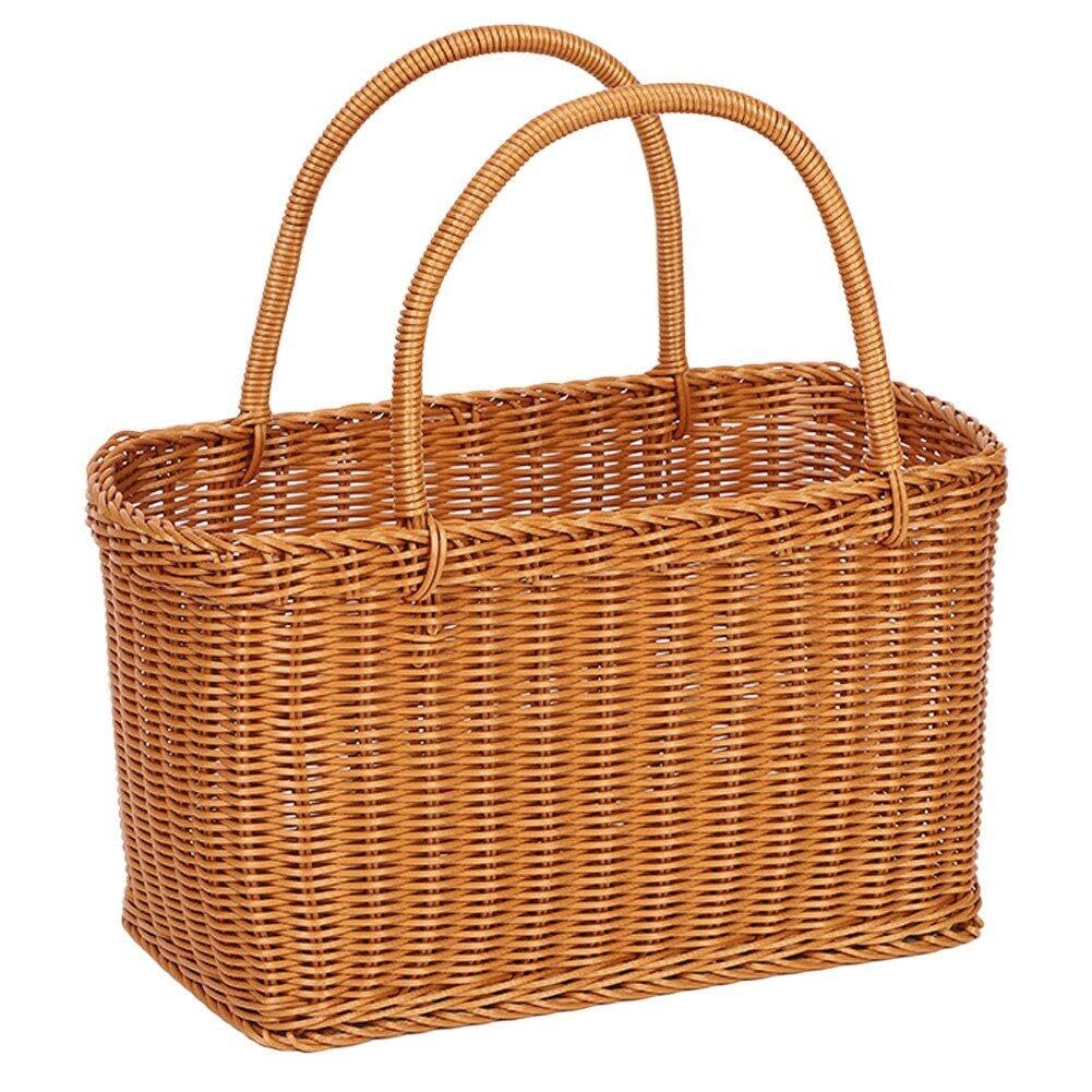 Panier de rangement tissé à grande capacité avec poignée pratique pour courses et fruits