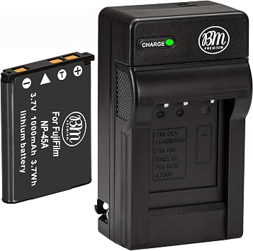 BM NP-45A Battery and Charger for Fujifilm INSTAX Mini 90, FinePix XP130, XP140, XP150, XP170, XP200, XP50, XP60, XP70, XP80, XP90, T400, T500, T510, T550, T560, JX550, JX580, JX590, JX700, JX710