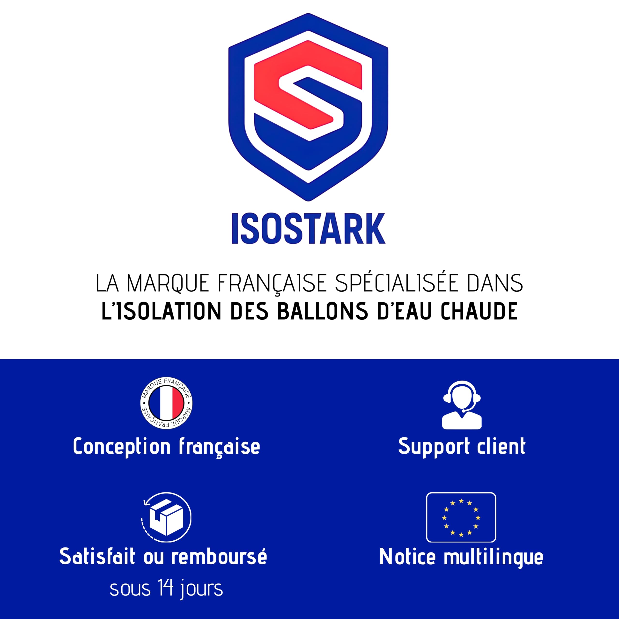 ISOLANT BALLON EAU CHAUDE | Housse pour ballon d’eau chaude jusqu’à 300L | Isolation thermique 4 couches premium | Auto-Adhésive Installation rapide | Avec Ruban isolant