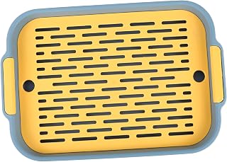 HAWILLOSCH Bandeja Escurridor Doble para Taza y Cuenco Resistente PP Portátil con Asas Color Azul Práctico para Cocina y Hogar